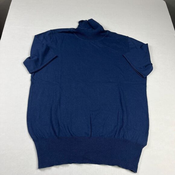 Daniel Hechter Womens Silk Blend Turtleneck Sweater Blue Short Sleeve Size 18 US - Picture 1 of 10